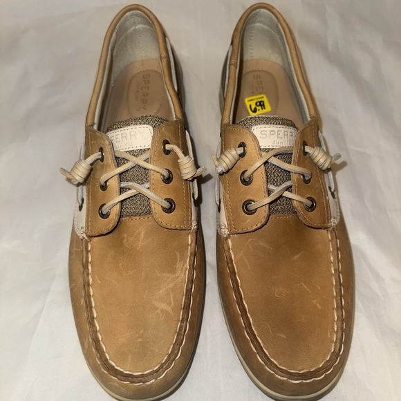 Sperry Top Sider Boat Shoes Womens Size 12Tan Leather BluefishEUC!